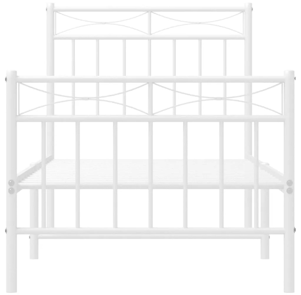 Estrutura de cama com cabeceira e pés 75x190 cm metal branco