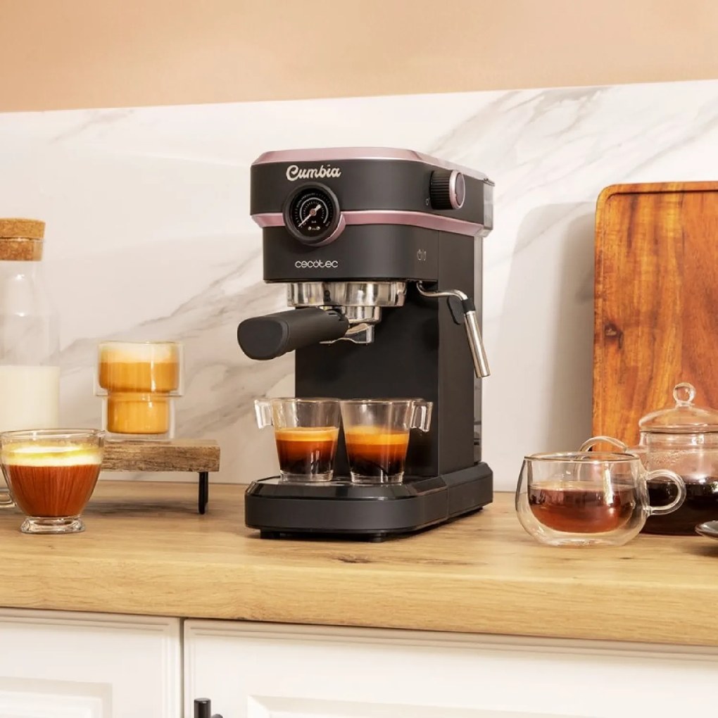 Máquina de café Express Cafelizzia 890 Rose Pro Espressos e cappuccino, 1350 W, sistema Thermoblock, 20 bares, modo automático para 1-2 cafés, vaporiz