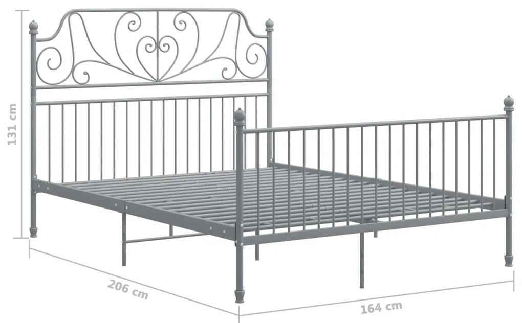 Estrutura de cama metal 160x200 cm cinzento