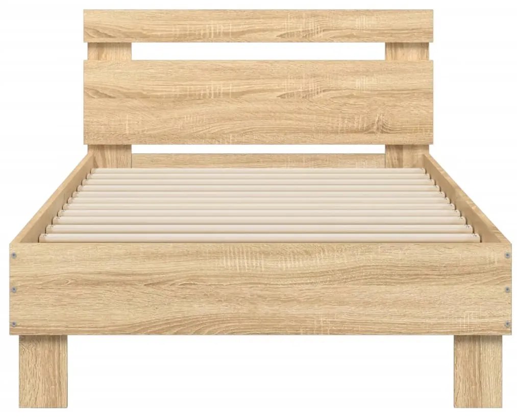 Estrutura cama c/ cabeceira/luzes LED 90x200 cm carvalho sonoma