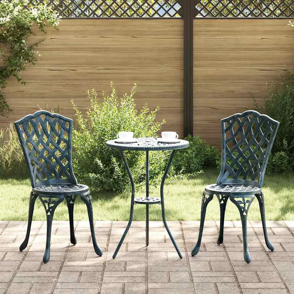 Conjunto de Bistro de Jardim 3 Peças vidaXL Verde em Alumínio Fundido