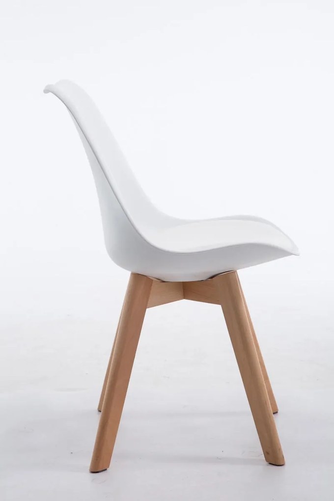 Cadeira de cozinha e sala de jantar Borneo V2 em couro sintético com estrutura em Cor Natural 48 x 84 x 41,5 cm Branco