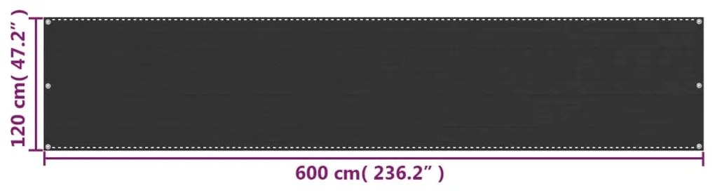 Tela de varanda 120x600 cm PEAD antracite