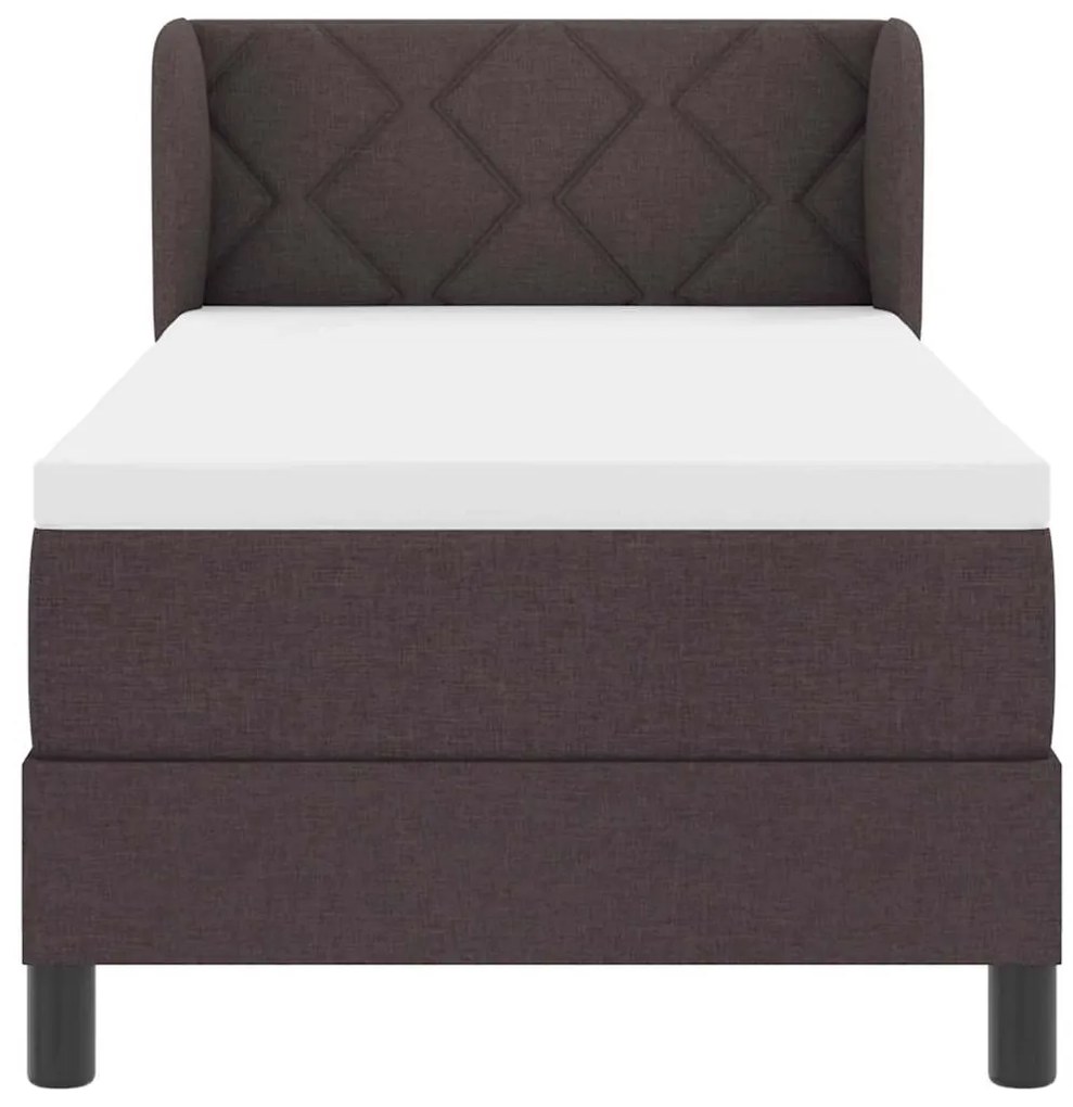 Cama Box Spring vidaXL com Colchão Castanho Escuro 80x200 cm Tecido
