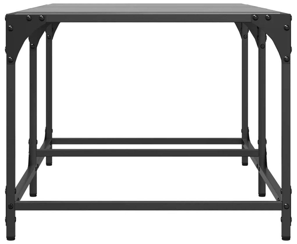 Mesa de centro com topo em vidro preto 98,5x50x40 cm aço