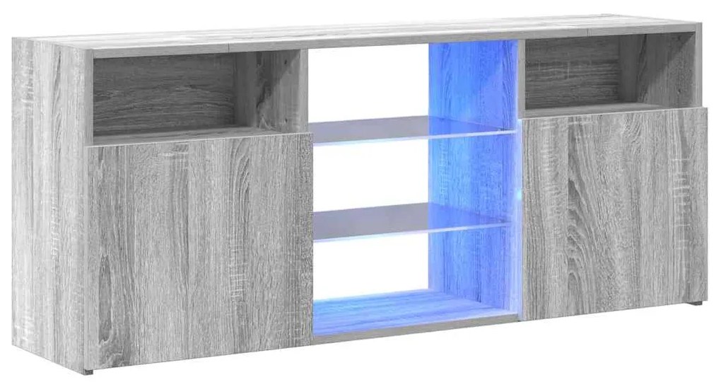 Móvel de TV com luzes LED 120x30x50 cm sonoma cinzento
