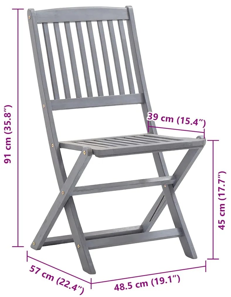 Cadeiras de exterior dobráveis 8pcs c/ almofadões acácia maciça