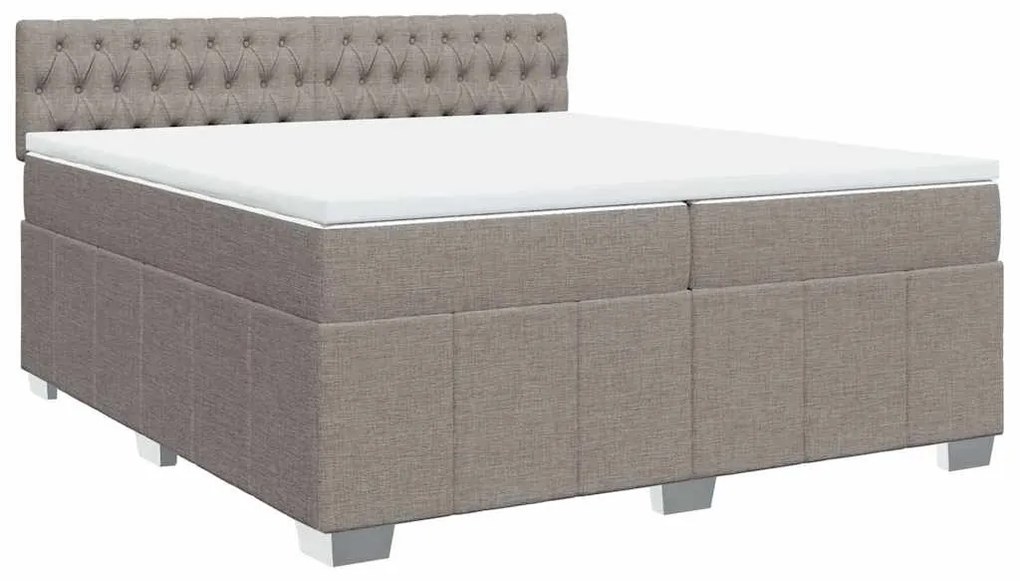 Cama com molas/colchão 200x200 cm tecido castanho-acinzentado