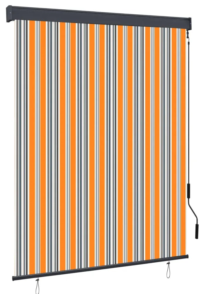 vidaXL Estore de rolo para exterior 140x250 cm amarelo e azul