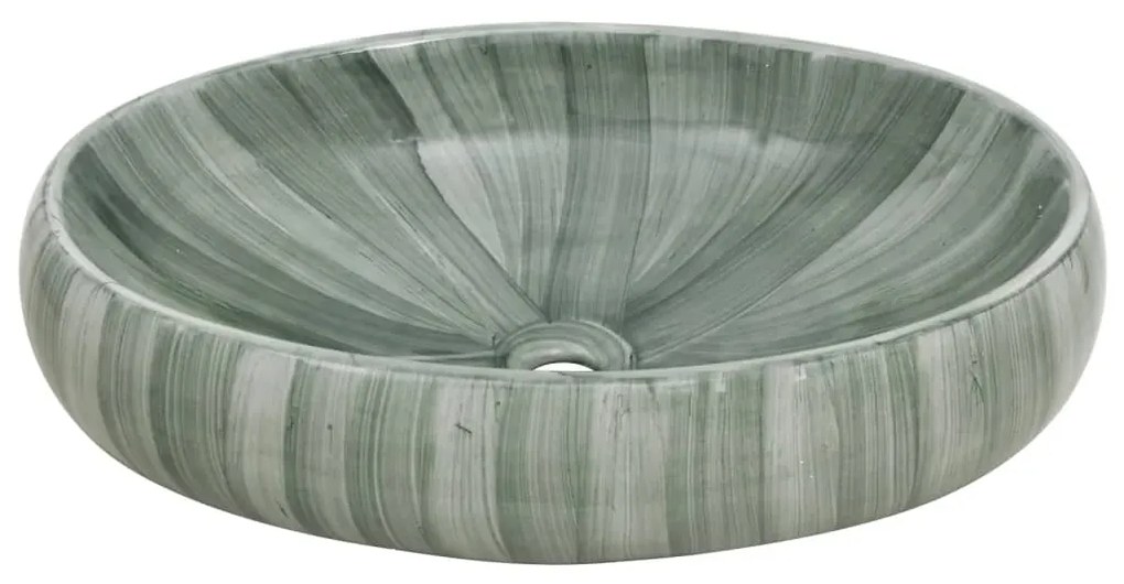 Lavatório de bancada oval 59x40x15 cm cerâmica verde