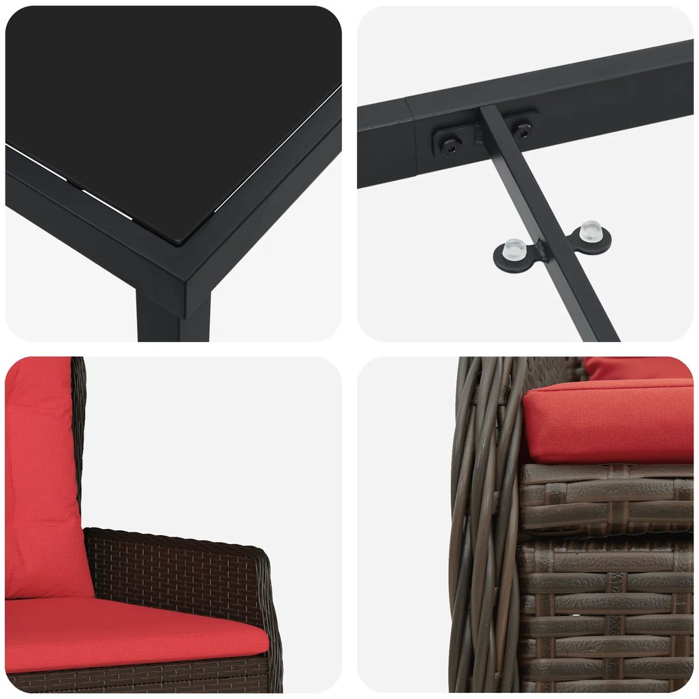 Conjunto de Jantar de Jardim 7 Peças Castanho Vime Poly