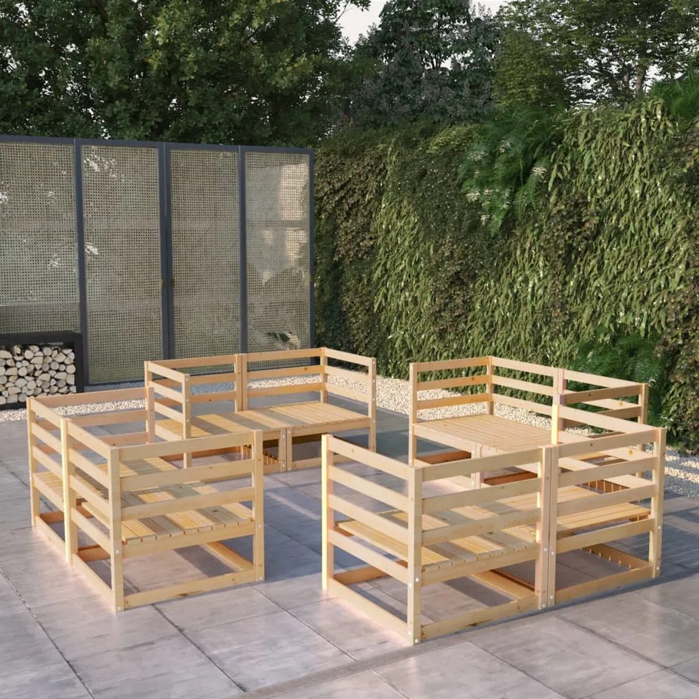 vidaXL 8 pcs conjunto lounge de jardim pinho maciço