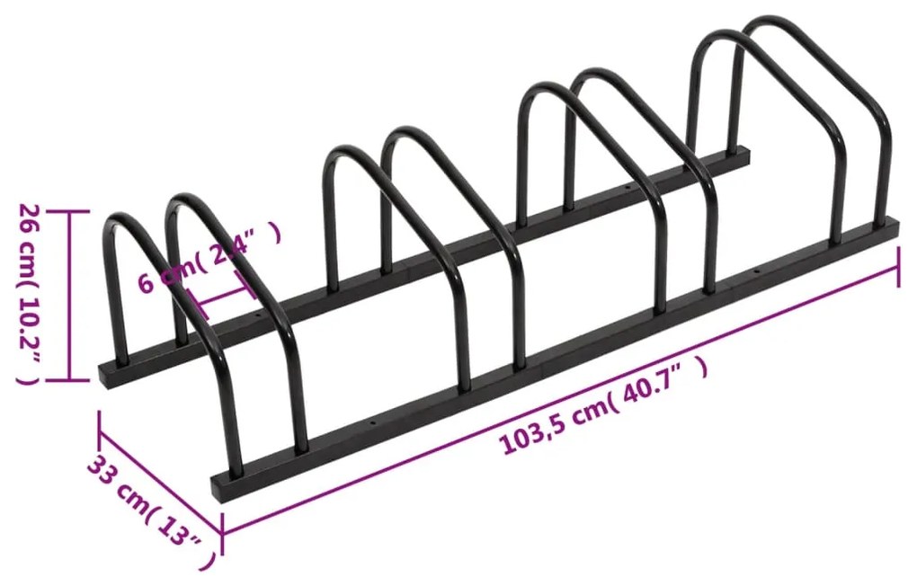 Suporte para 4 bicicletas aço preto