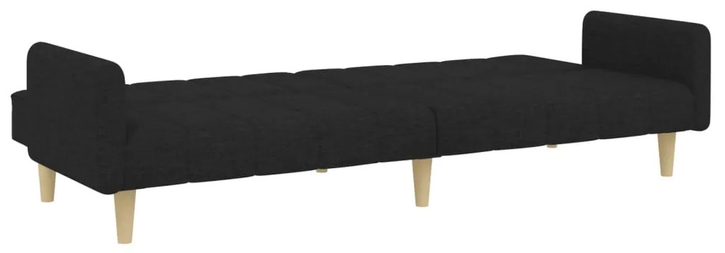Sofá-cama de 2 lugares com apoio de pés tecido preto
