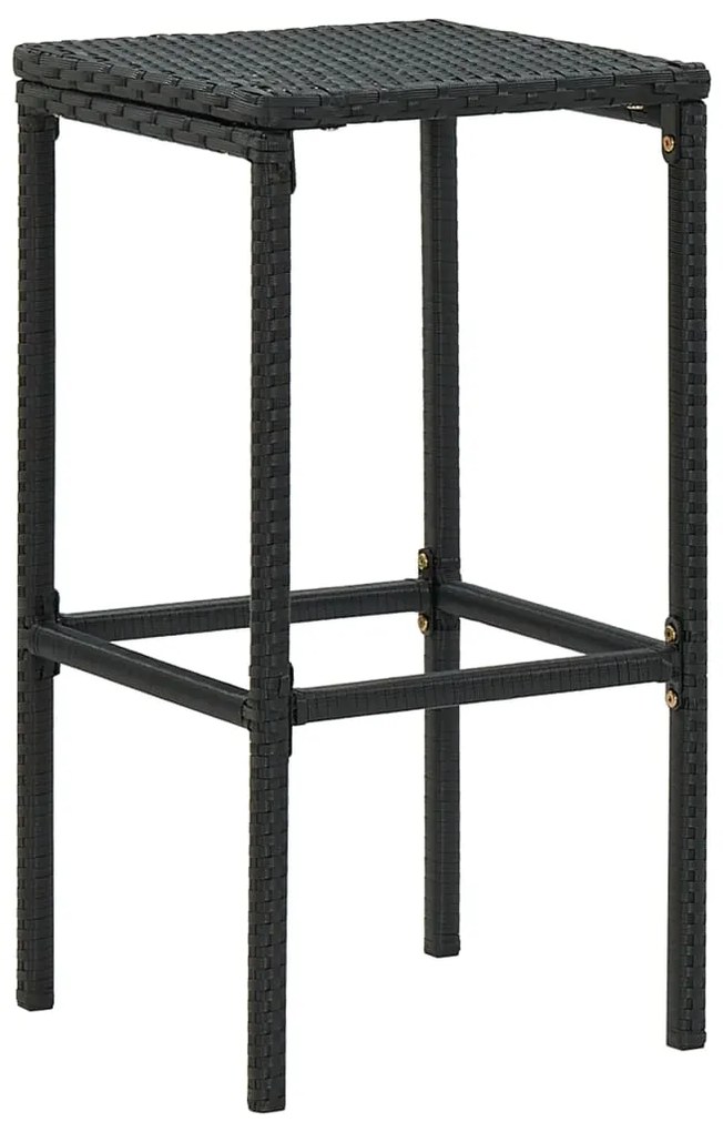 Bancos de bar com almofadões 4 pcs vime PE preto