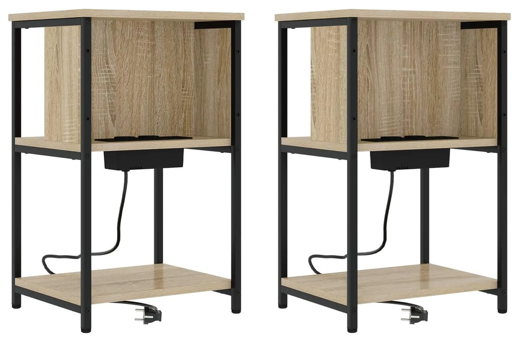 vidaXL Armário de Cabeceira 2 pcs Carvalho Sonoma 38 x 31 x 61 cm