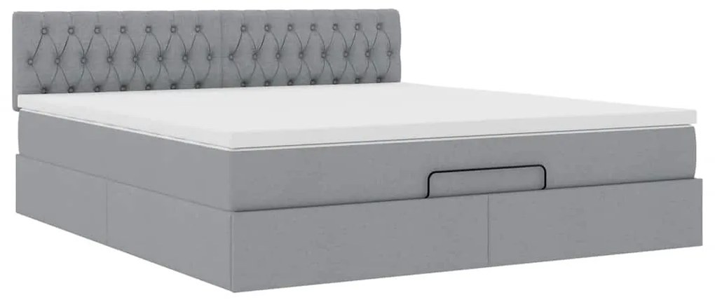 Estrutura de cama otomana com colchão 180x200 cm cinzento claro