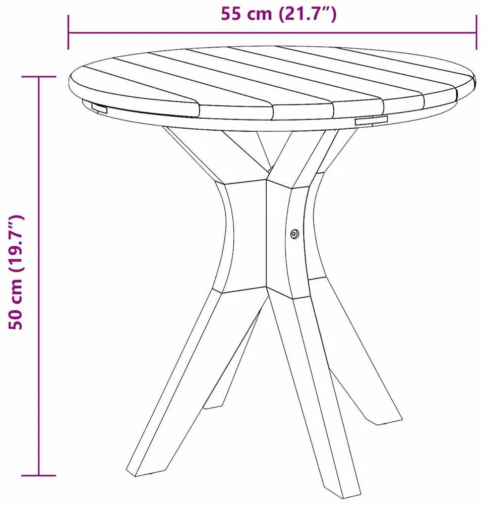 Mesa de café de jardim Ø55x51 cm de madeira sólida de teca