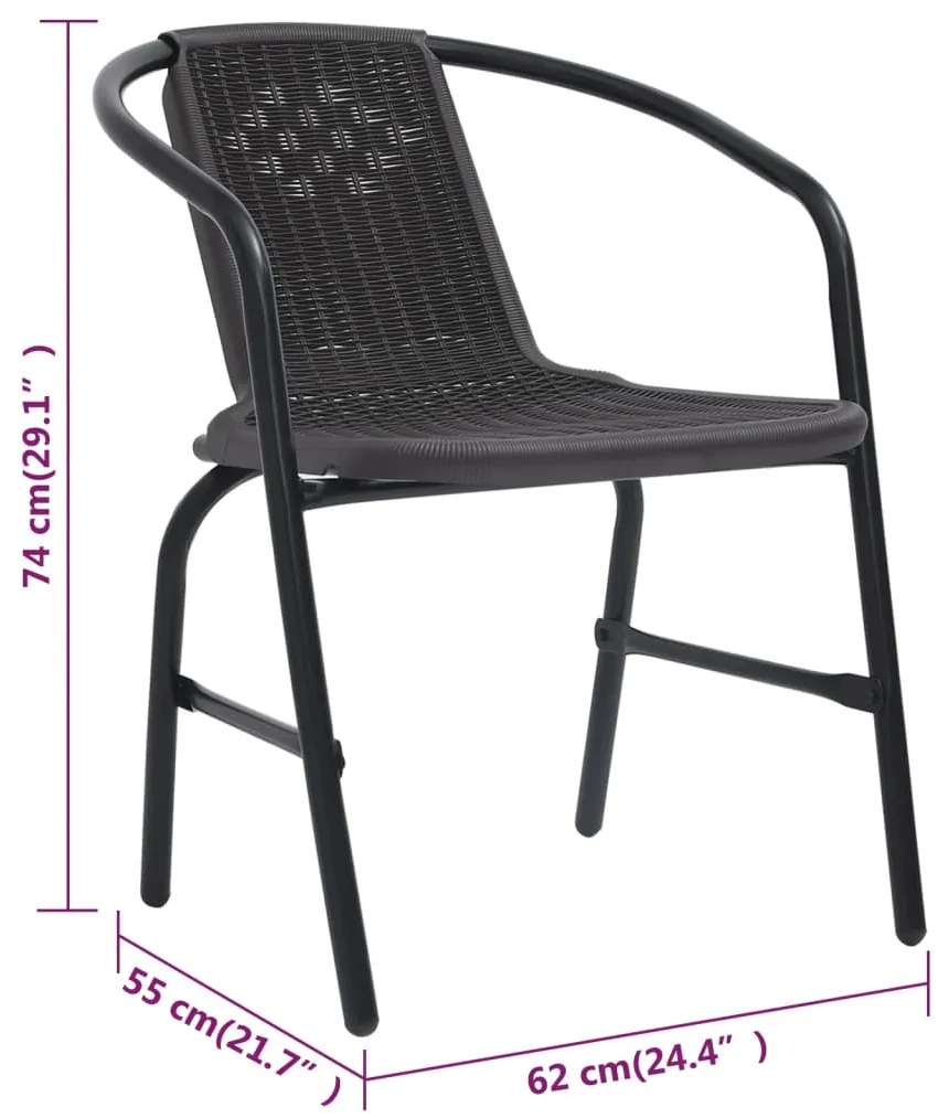 Cadeiras de jardim 8 pcs vime plástico e aço 110 kg