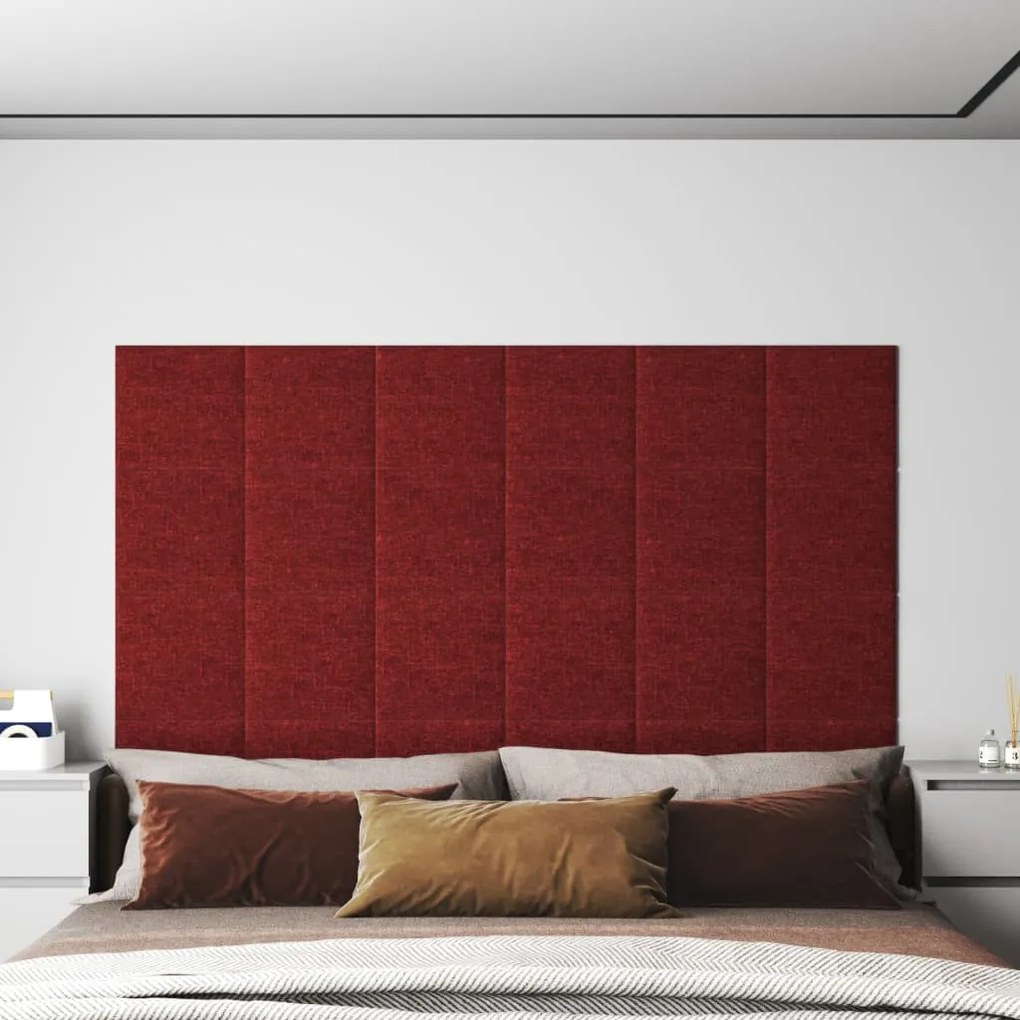 Painel parede 12 pcs 30x30 cm tecido 1,08 m² cor vermelho tinto