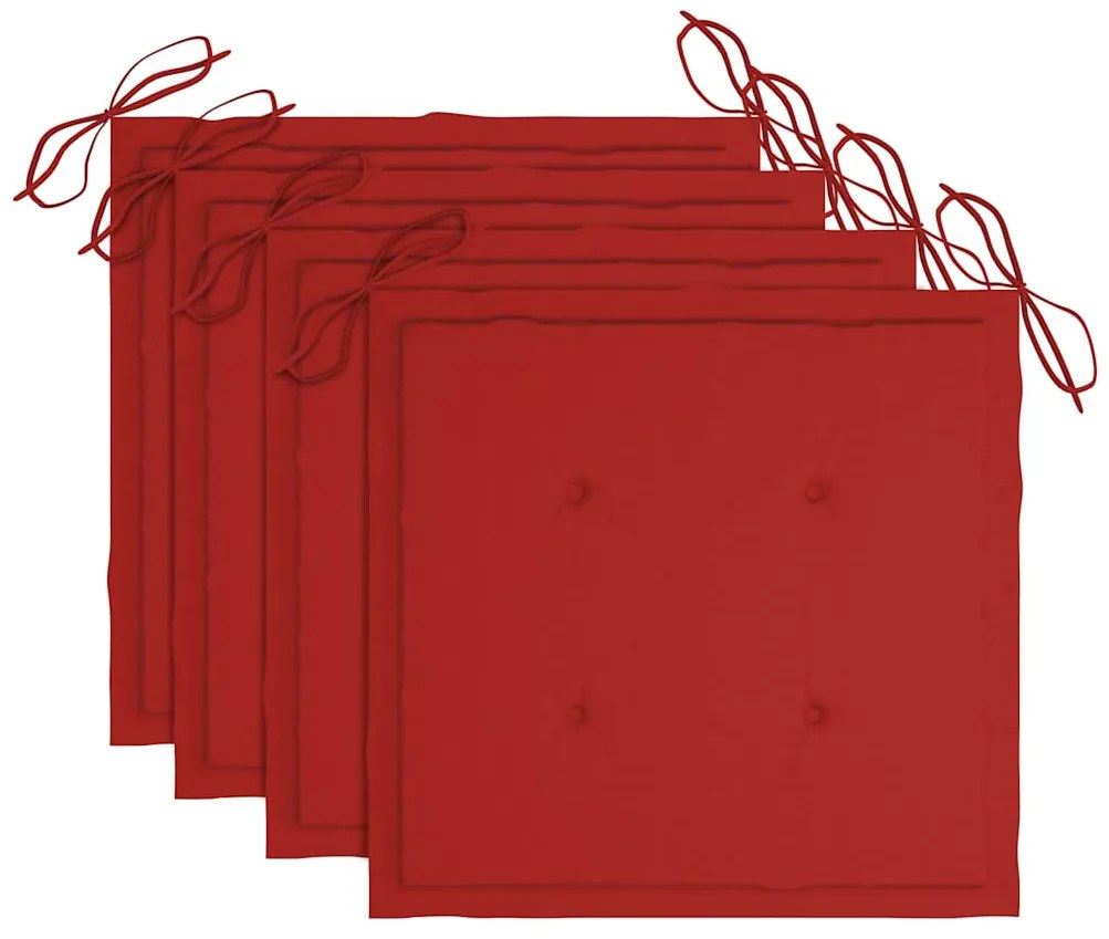 Cadeiras de jardim dobráveis c/ almofadões 4 pcs teca maciça