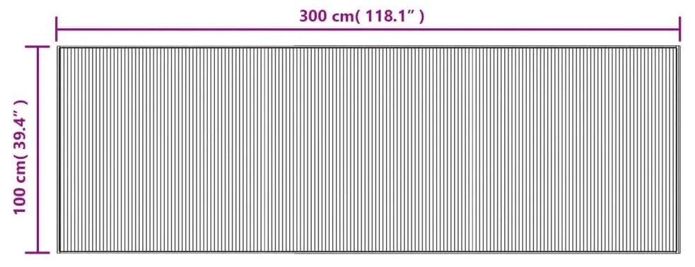 Tapete retangular 100x300 cm bambu castanho