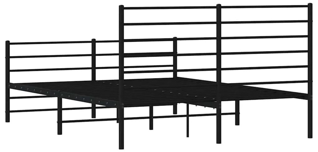 Estrutura de cama com cabeceira e pés 135x190 cm metal preto