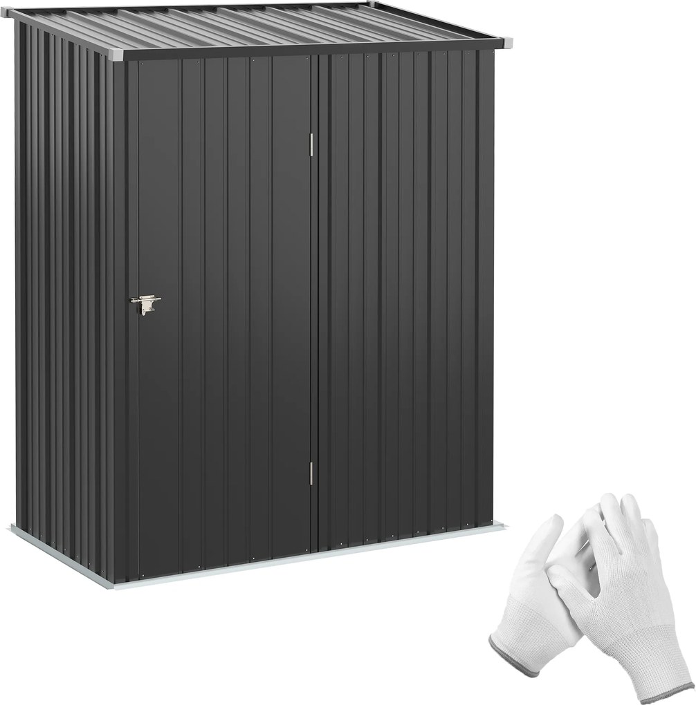 Abrigo de Jardim 1,34m² 161,5x94,5x196 cm Abrigo de Exterior de Aço Galvanizado com Porta e Fechadura Preto