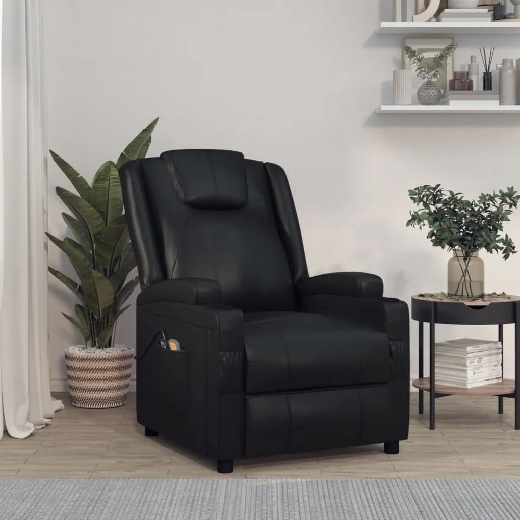 Poltrona massagens elevatória couro artificial preto