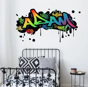 Autocolante de parede personalizado – Nome em estilo graffiti