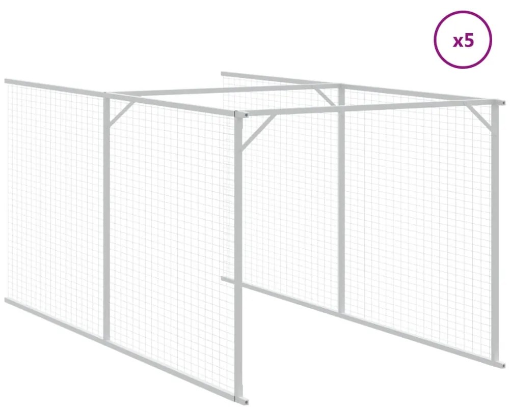Casota para cães com telhado aço galvanizado cinzento-claro