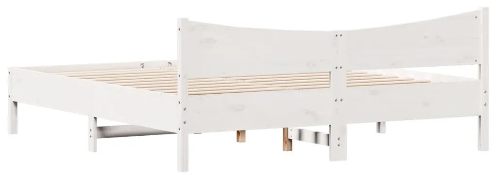 Cama sem colchão 180x200 cm madeira de pinho maciça branco