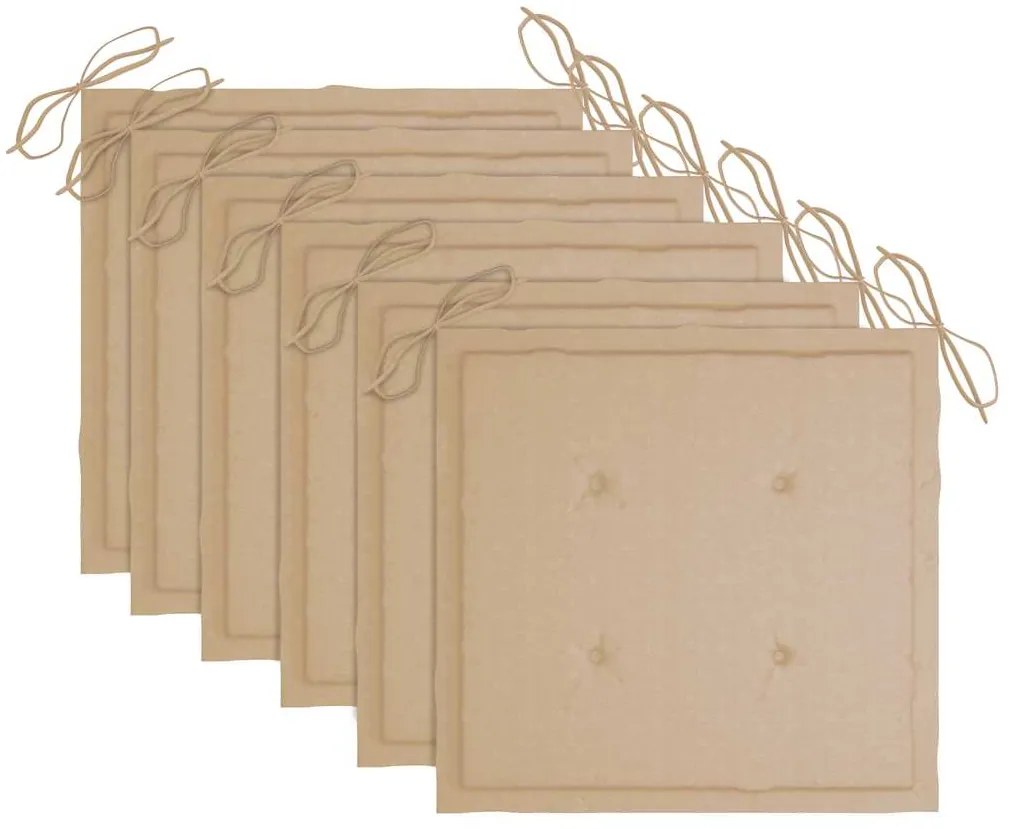 Cadeiras de jardim empiháveis c/ almofadões 6 pcs teca maciça