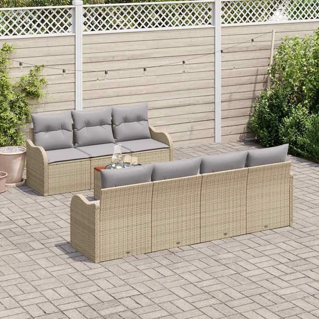 Conjunto de Sofá de Jardim vidaXL com Almofadas Bege em Rattan Poliést