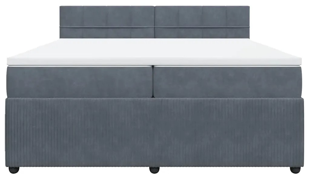 Cama com molas/colchão 200x200 cm veludo cinzento-escuro