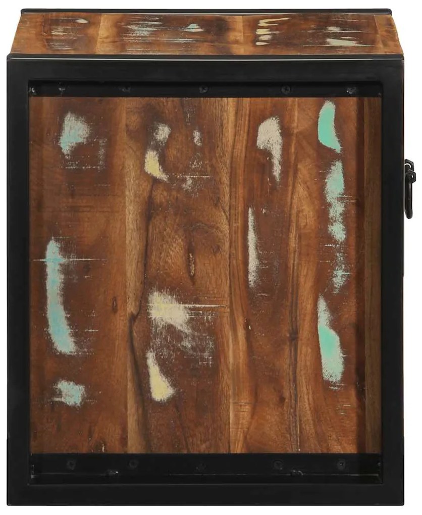 Mesa de cabeceira multicor 40x35x40cm madeira maciça recuperada