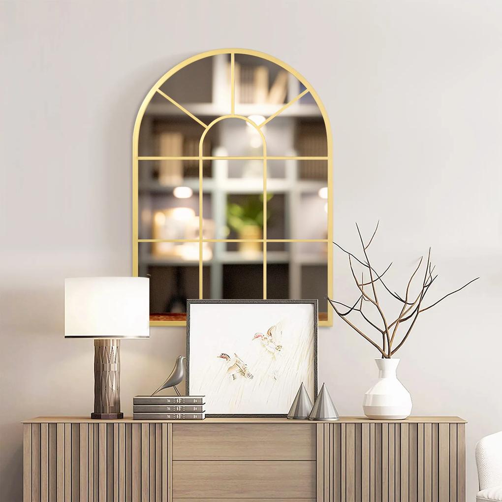 Espelho Decorativo de Parede 50x70cm Espelho de Metal para Sala de Jantar Dormitório Entrada Estilo Moderno Dourado