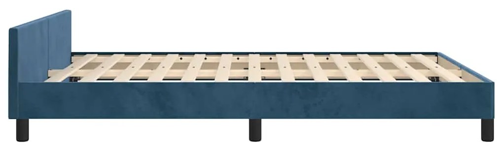 Estrutura de cama sem colchão 140x200 cm veludo azul-escuro