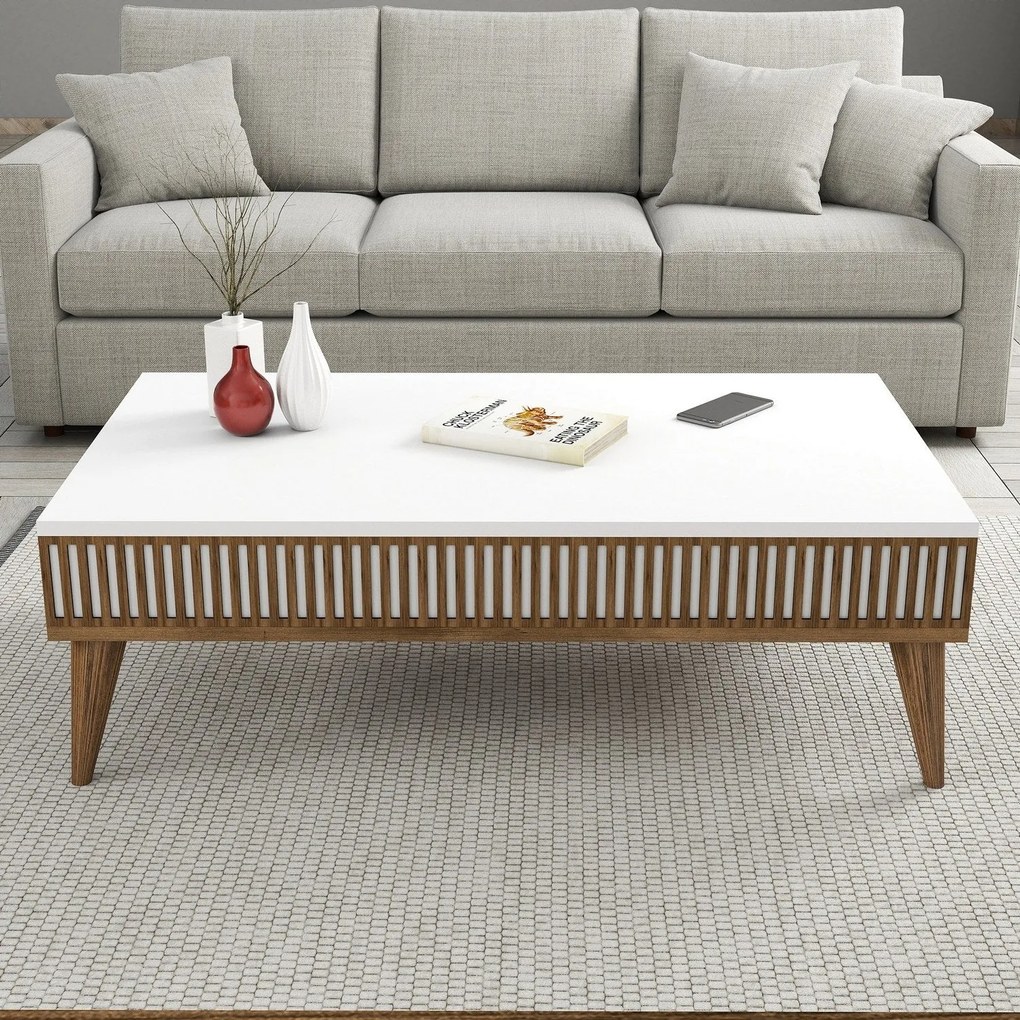 Mesa de Centro Milan – Nogueira Branca – 105 x 34,6 x 60 cm