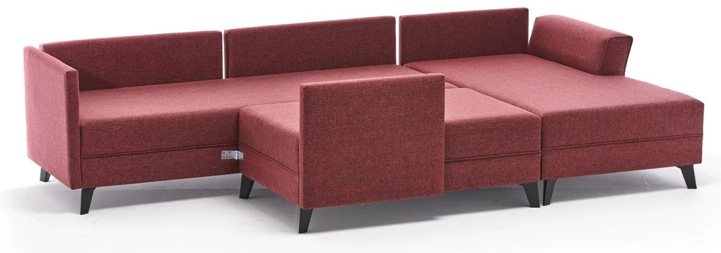 Sofá-Cama de Canto Eris – Vermelho Claret – 300x78x202 cm