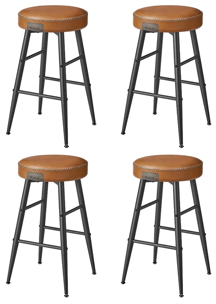Bancos de bar, conjunto 4 unidades Coleção EKHO 49,5 x 49,5 x 63 cm Castanho Caramelo