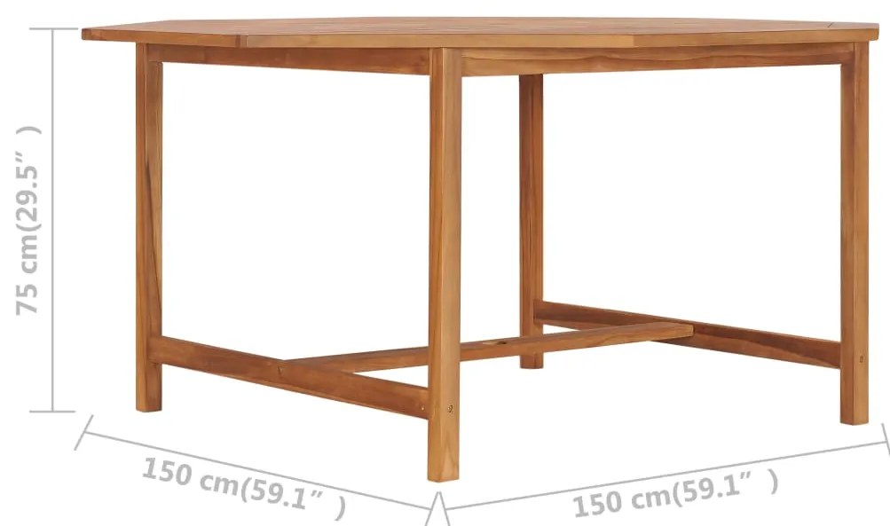 Mesa de jardim 150x150x75 cm madeira de teca maciça