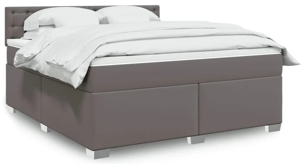 vidaXL Cama com molas/colchão 180x200 cm couro artificial cinza