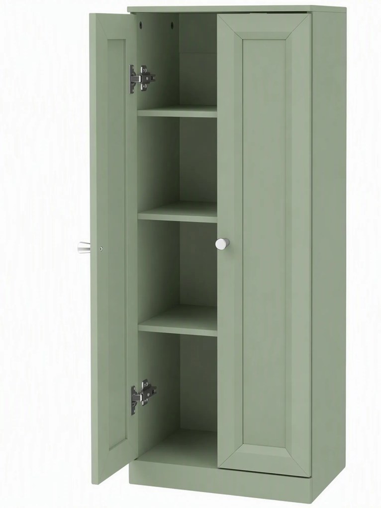 HOMCOM Móvel de Casa de Banho Estreito, Móvel de Arrumação com 2 Portas e 3 Prateleiras, para Sala, Quarto, Verde | Aosom Portugal