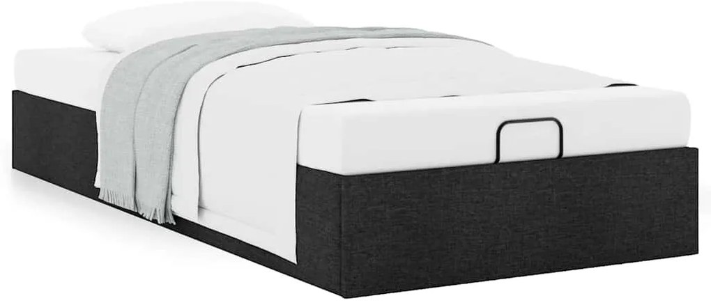 Estrutura de cama otomana sem colchão 80x200 cm tecido preto