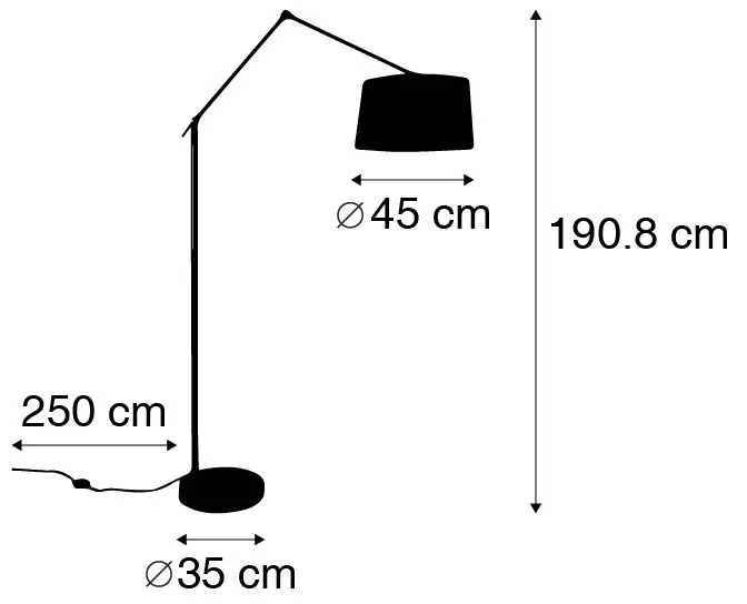 Candeeiro de pé moderno em aço com cúpula em linho preto 45 cm - Editor Moderno