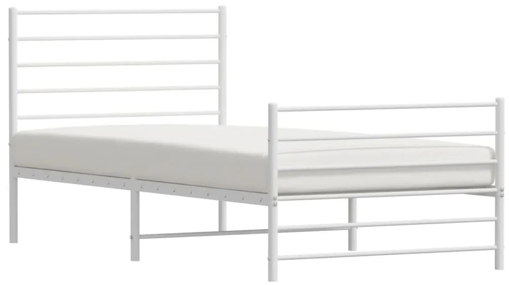 Estrutura de cama com cabeceira e pés 75x190 cm metal branco