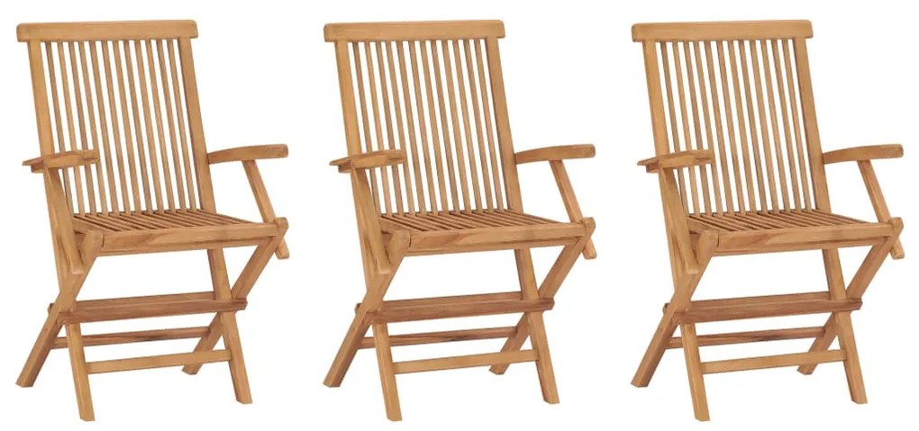 vidaXL Cadeiras de jardim dobráveis 3 pcs madeira de teca maciça