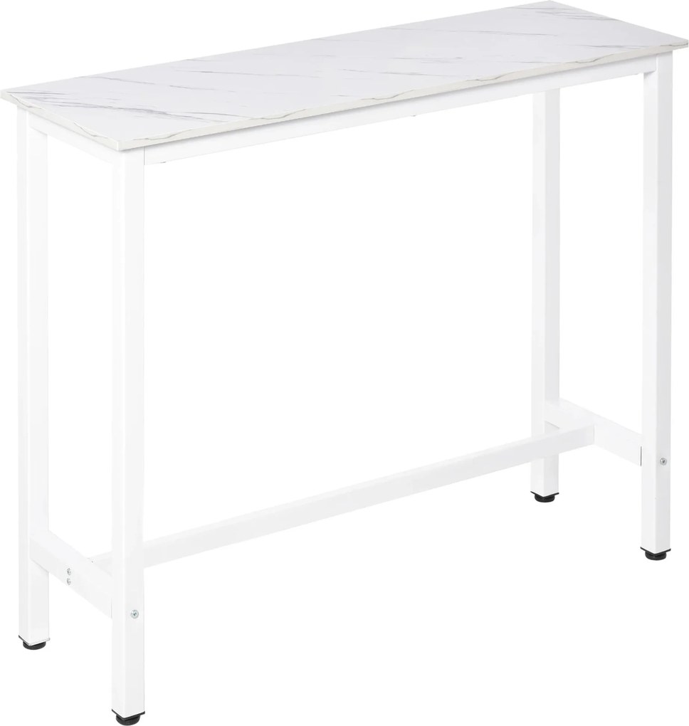 Mesa de Bar Mesa Alta (BANCOS NÃO INCLUIDOS) com Bancada de Efeito Marmorizado e Pés de Metal Estilo Moderna para Cozinha Bistro Cafeteria 120x40x100c