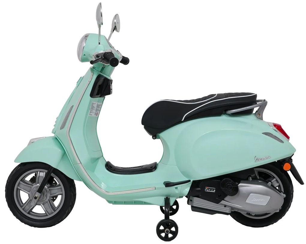 Vespa eletrica para crianças 12V ROMA, Rodas Espuma EVA, assento couro ecológico Verde